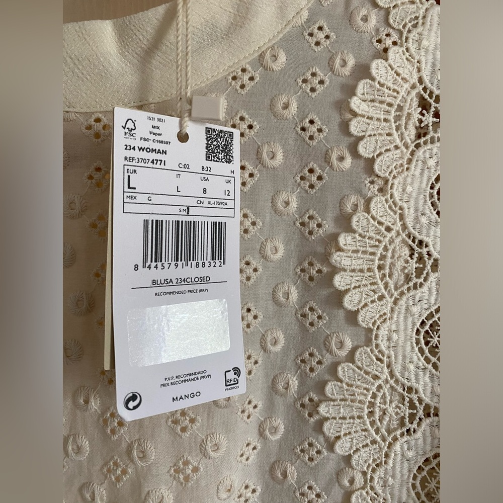 Mango Embroidered Panel Blouse - New With Tags - Picture 5 of 16